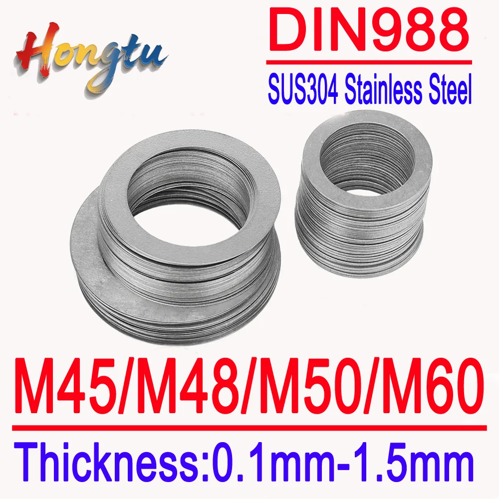 

Hongtu M45/M48/M50/M60 DIN988 Adjusting Shim Washers: SUS304 Stainless Steel Ultra-Thin Plain Large Flat Gaskets