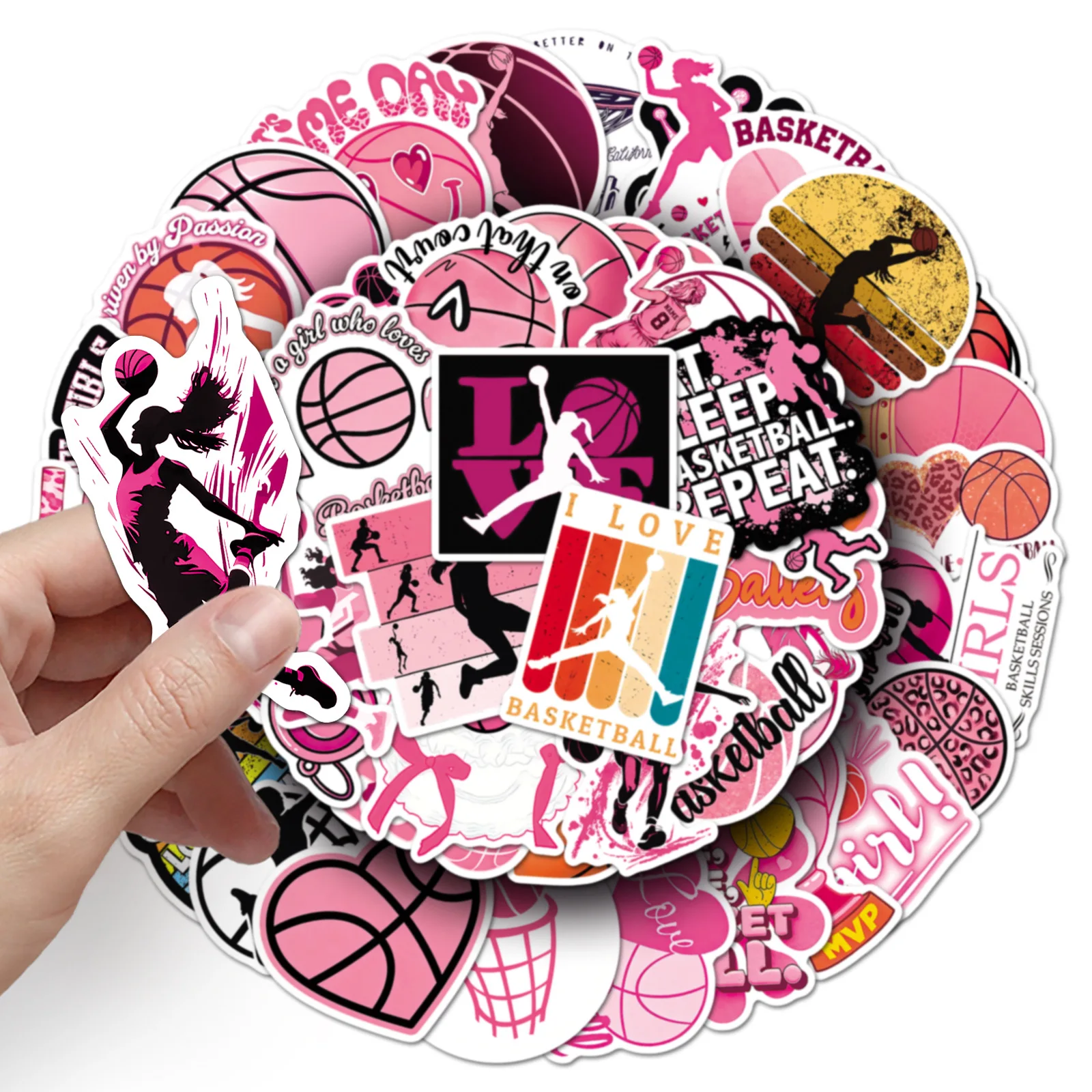 50 Pcs Women's Basketball Stickers Sports Series Cool Silhouette Trendy Helmet Luggage Motorcycle Journal Stickers