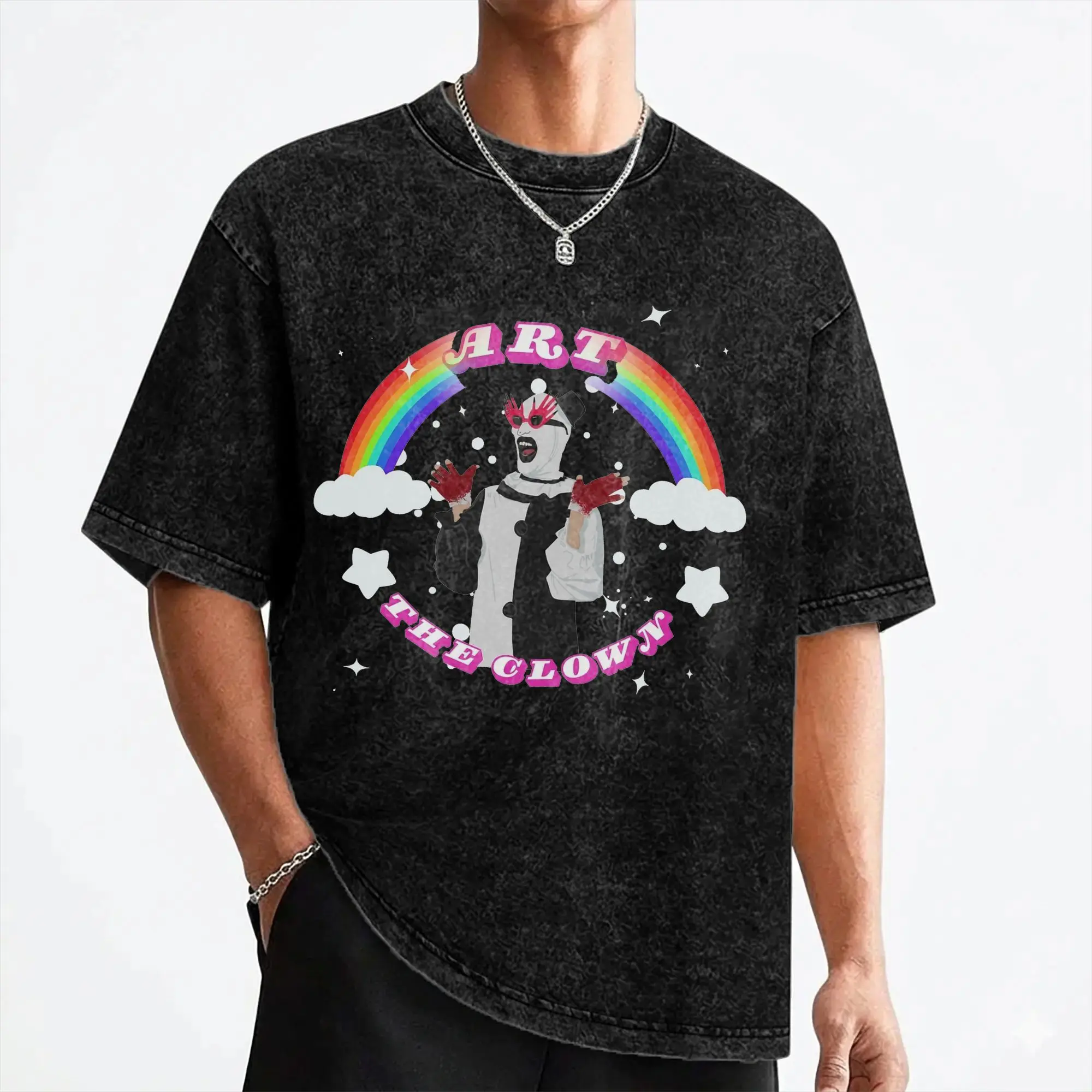 Art The Clown Terrifier T Shirts Washed Cotton Harajuku T-Shirt Halloween Casual for Men Women Streetwear Graphic Tee Shirt