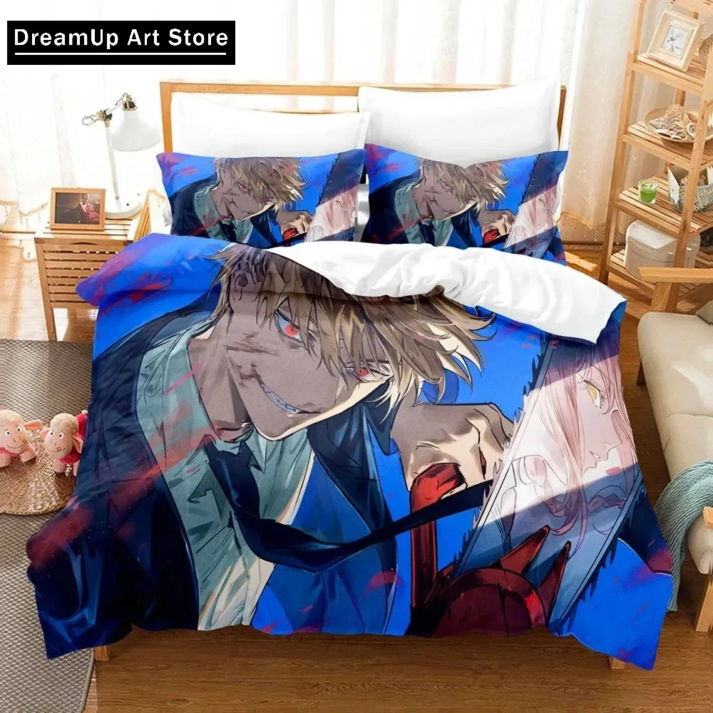 3D Print Anime Chainsaw Man Makima Bedding Set Cute Quilt Cover Bed Cover With Pillowcase Twin Single Queen King Size Boys Adult