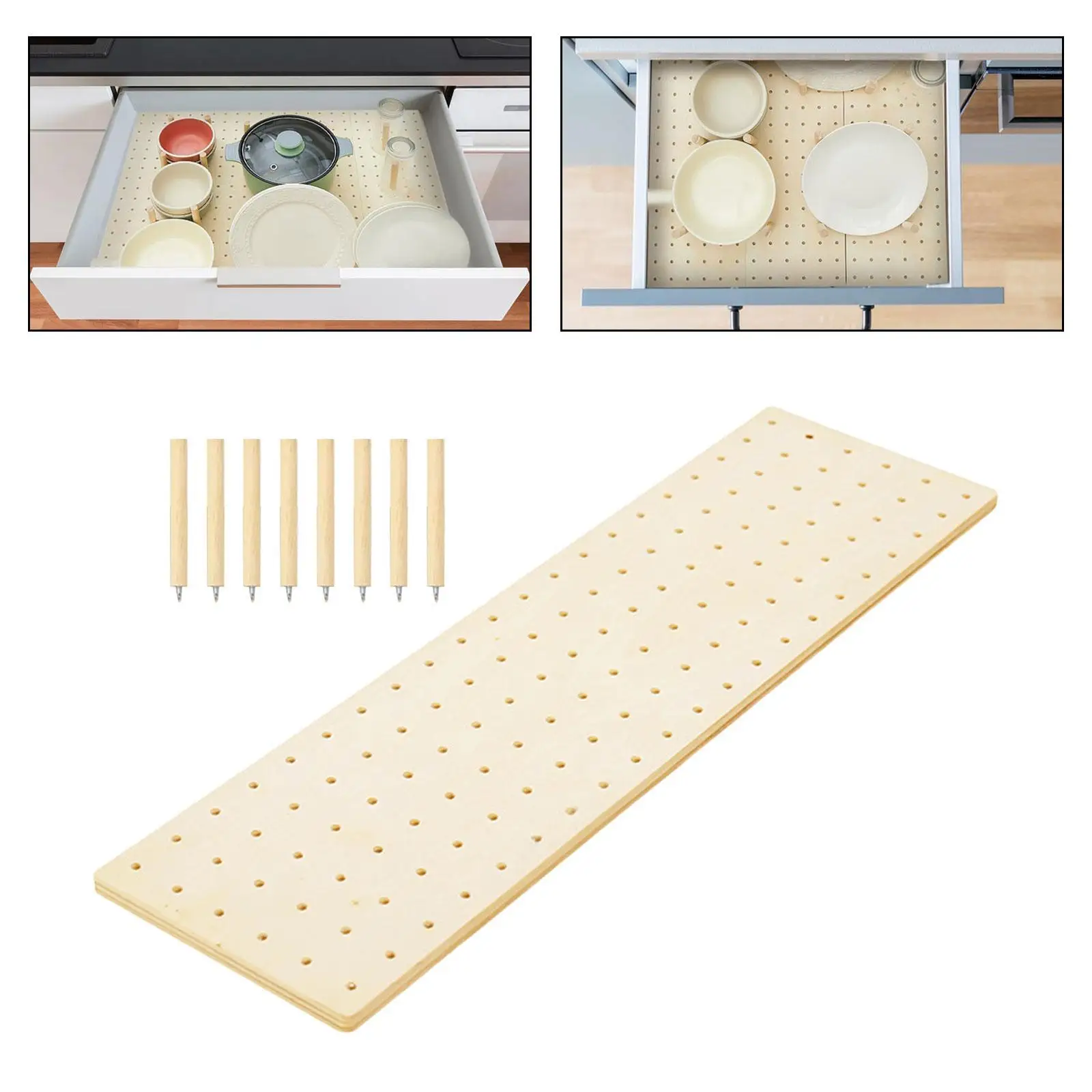 Houten pegboard lade organisator plaathouder stevige organisatie keuken lade plaat organisator voor kommen pot gerechten servies