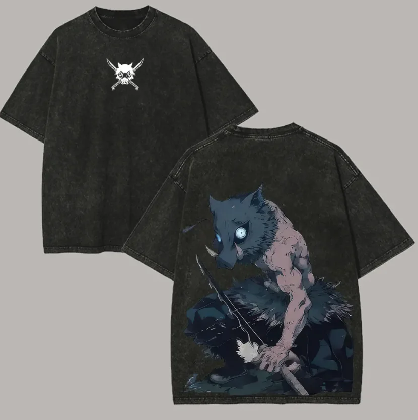 

Ghost Slayer Blade Men and Women Summer Trendy Casual Wear Retro Street Style Anime Printed Cotton T-shirt