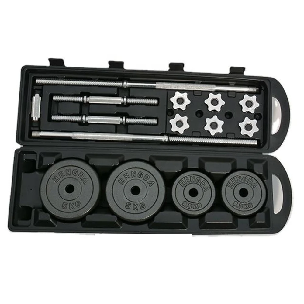 2026 Cheap Fitness 50KG Adjustable Black Paint Barbell Dumbbell Set for Salepromote sales