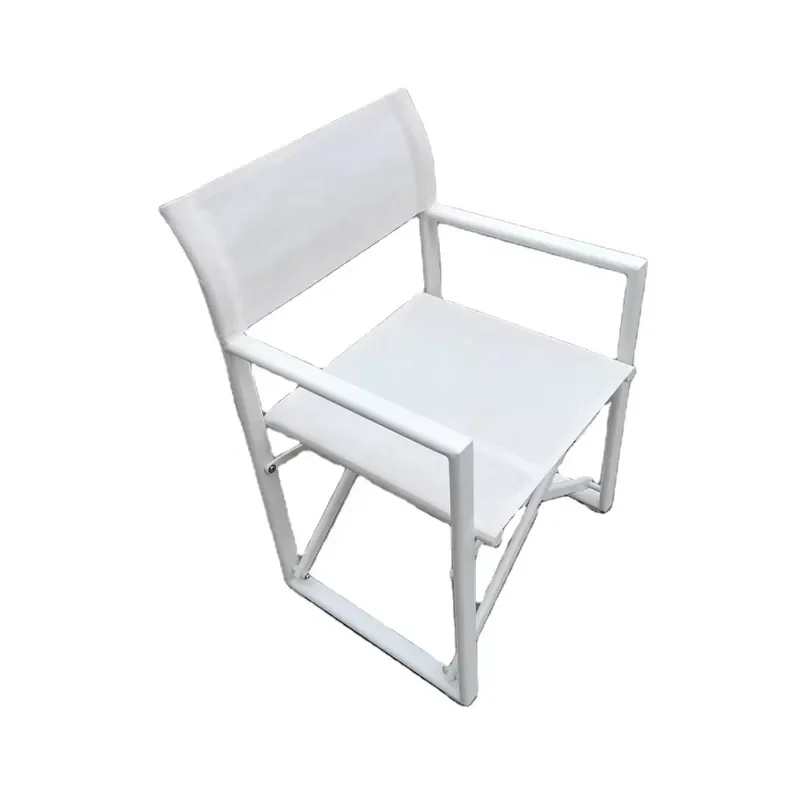 Aluminum Folding Director Chair Outdoor Beach Furniture Portable Lightweight Camping Seat Durable Frame for Garden Patio Use