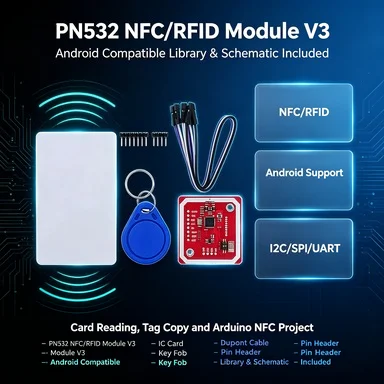 10Pcs PN532 V3 NFC RFID Reader Module, I2C/SPI/UART, Android Extension, Library