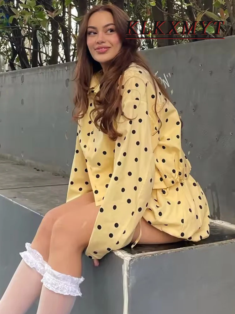 Women Fashion Polka Dots Short Skirts Summer Holiday Sexy Mini Skirts For Women Elegant Wrinkled Skirts