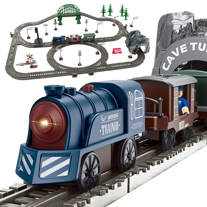 

Набор магнитных поездов из 95 деталей для детей, на батарейках, винтажный локомотив с рельсами, рождественский подарок для мальчиков от 14 лет