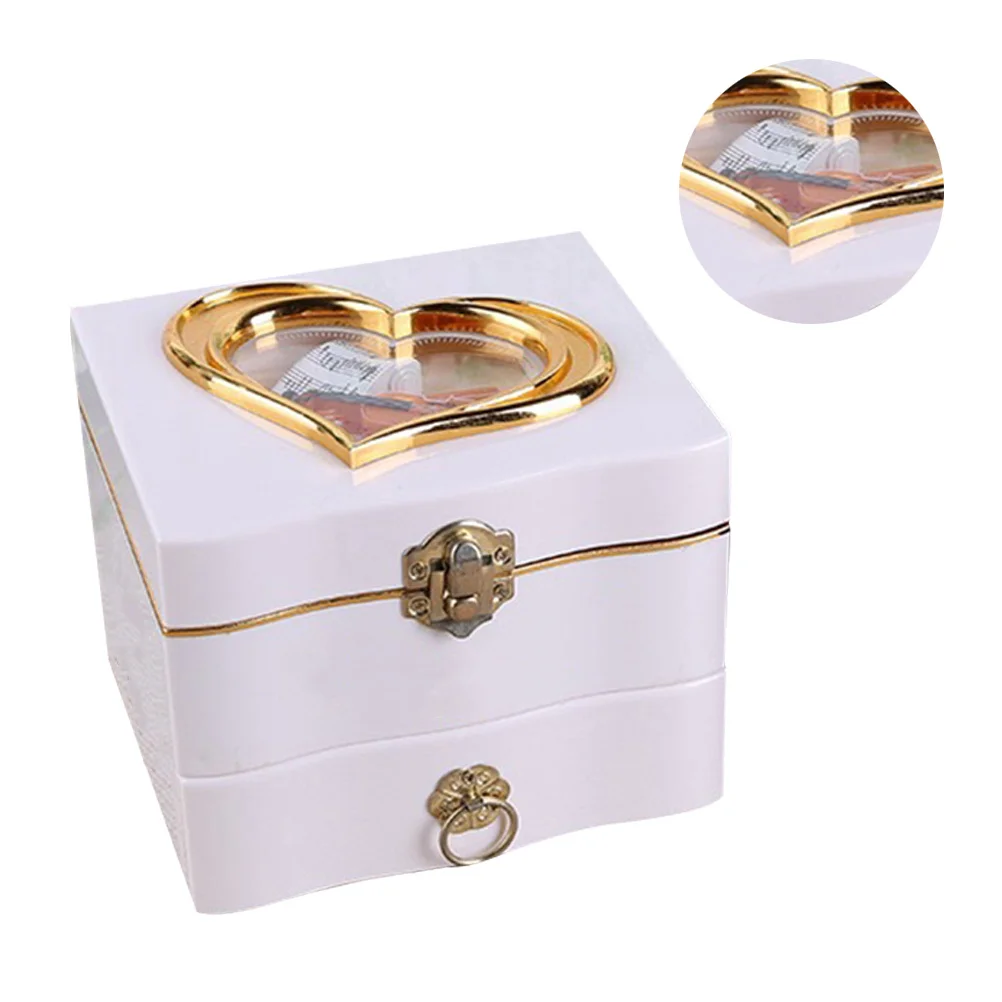 2 في الموسيقى الأبيض الإبداعية الموسيقية الحاويات الموسيقية للنساء صندوق مجوهرات حقيبة للتخزين صندوق تخزين المجوهرات الموسيقية