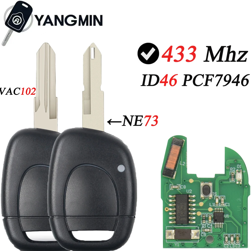 

renault Car Key For Renault Master Clio II 2 Twingo Kangoo Symbol Scenic ID46 PCF7946 Chip 433Mhz Remote Car Key VAC102 NE73