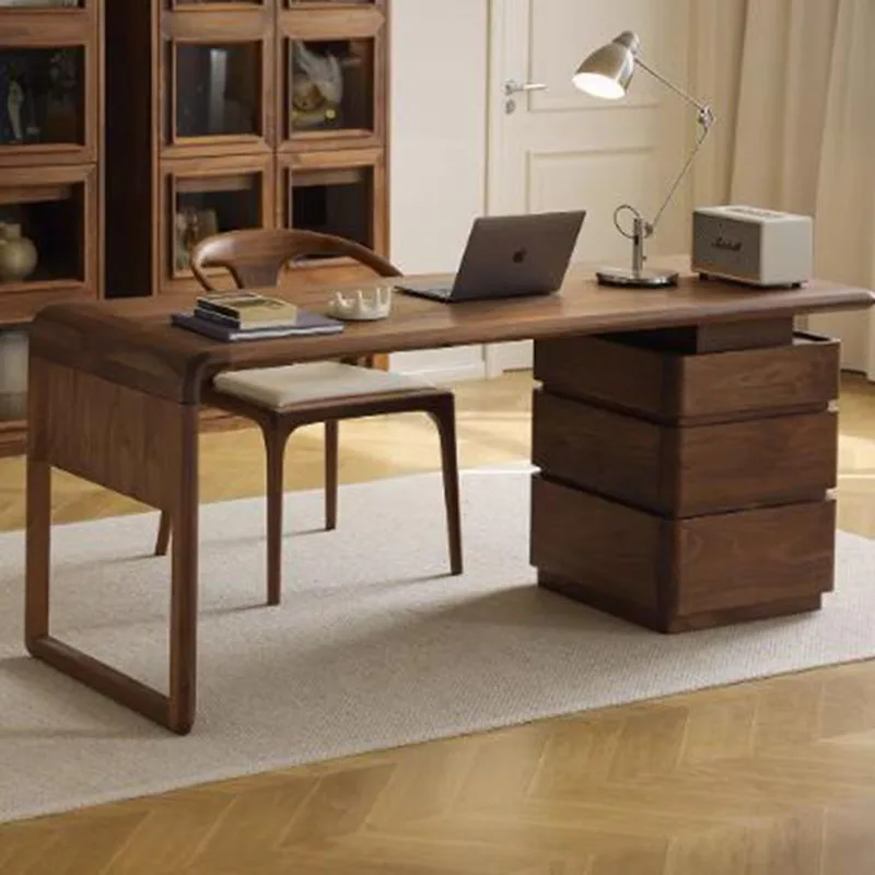 Aesthetic Wooden Office Desk Modern Study Drawer Bedroom Standing Office Desk Home Design Mesa Ordenador Commercial Furniture