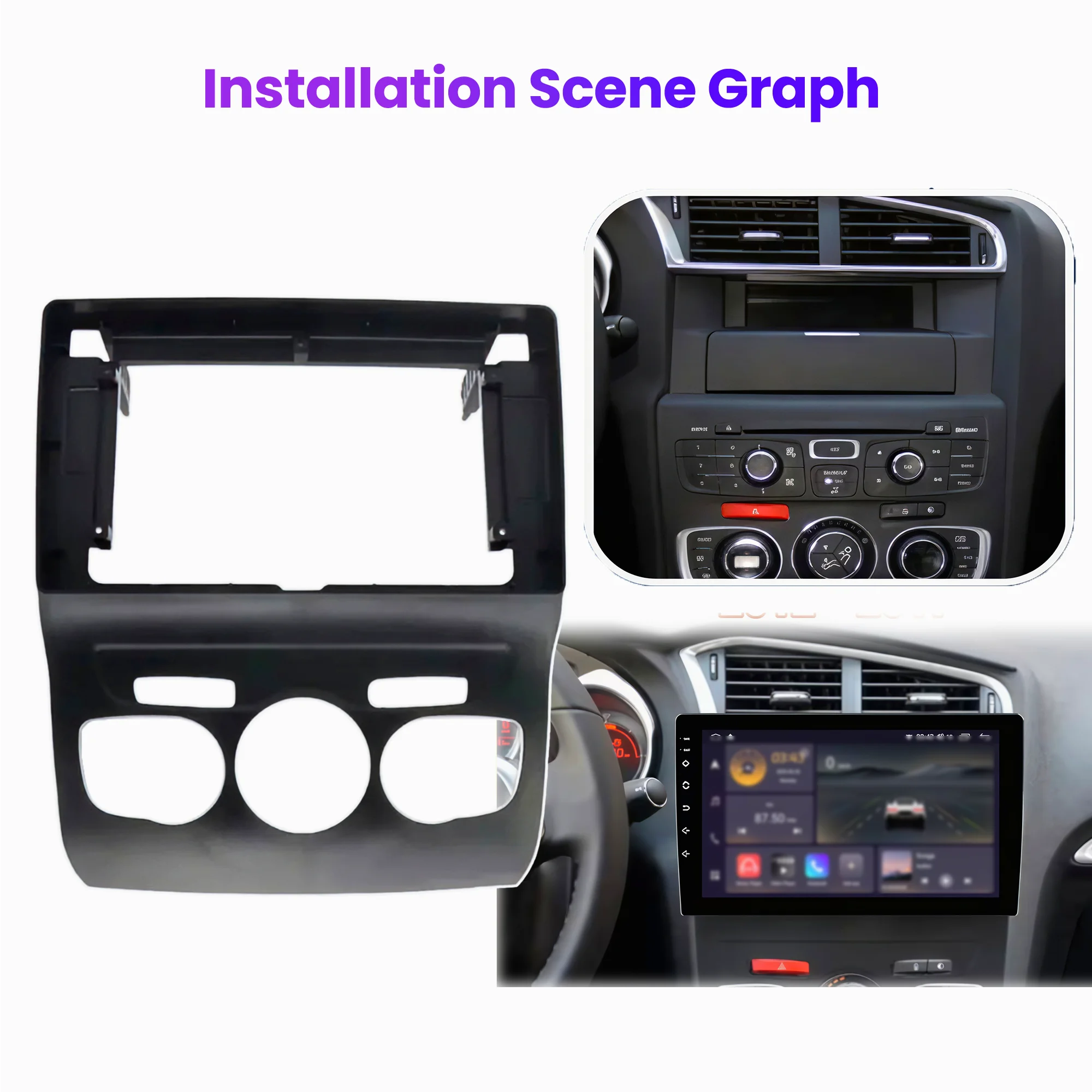 10.1 Inch Double Din Car Stereo Radio Fascia Frame Dash Kit for  Citroen C4 C4L 2013-2016 Navigation Trim Panel Bezel