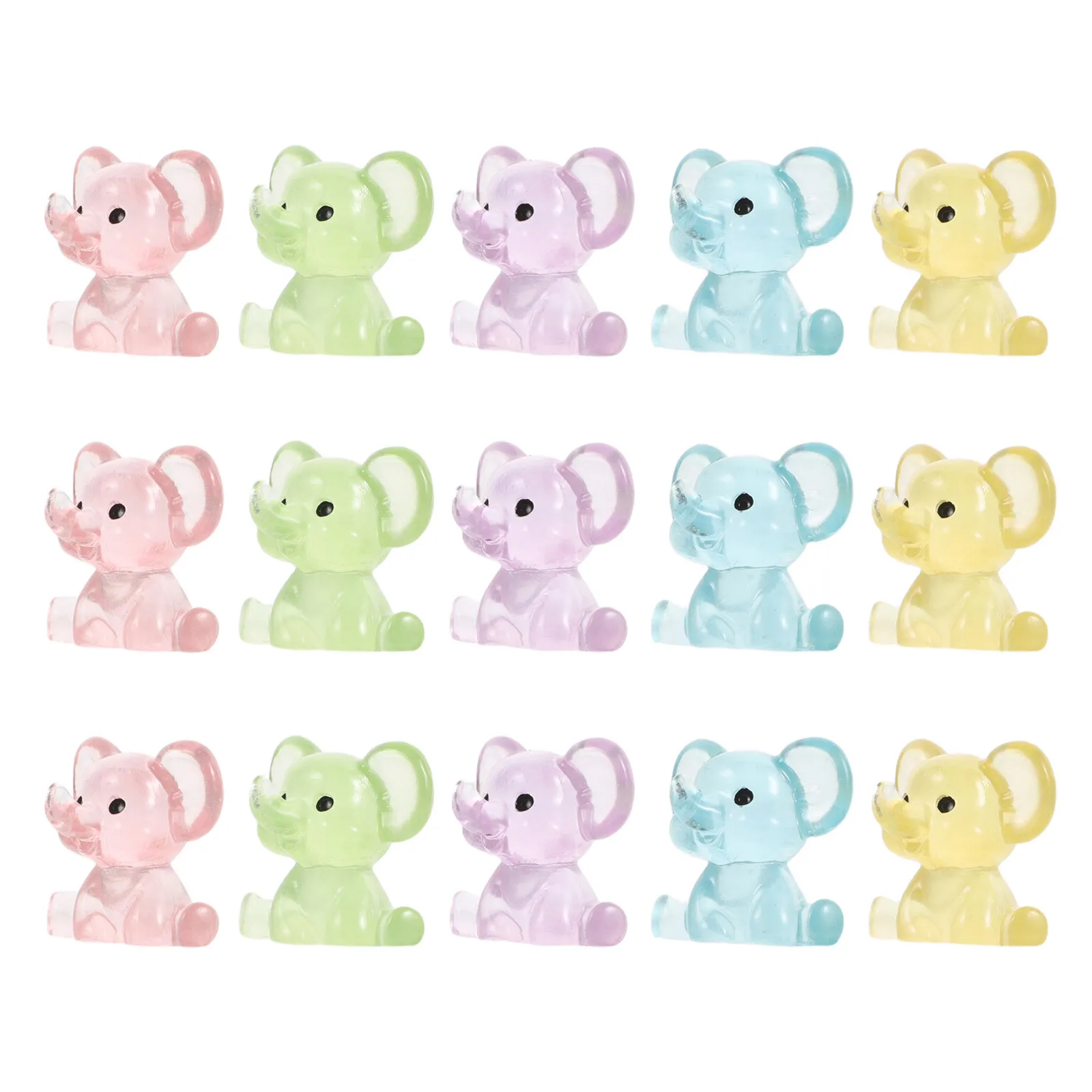 

15pcs Night Glow Mini Elephant Figurines Luminous Resin Animal Models For Micro Landscape Decoration Fairy Garden Diy Crafts