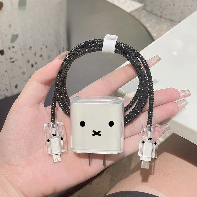 New Kawaii Miffy IPhone IPad Charger Protective Case Anti Drop Cable Storage Ultra-thin Scratch Resistant Gift for Boy and Girls