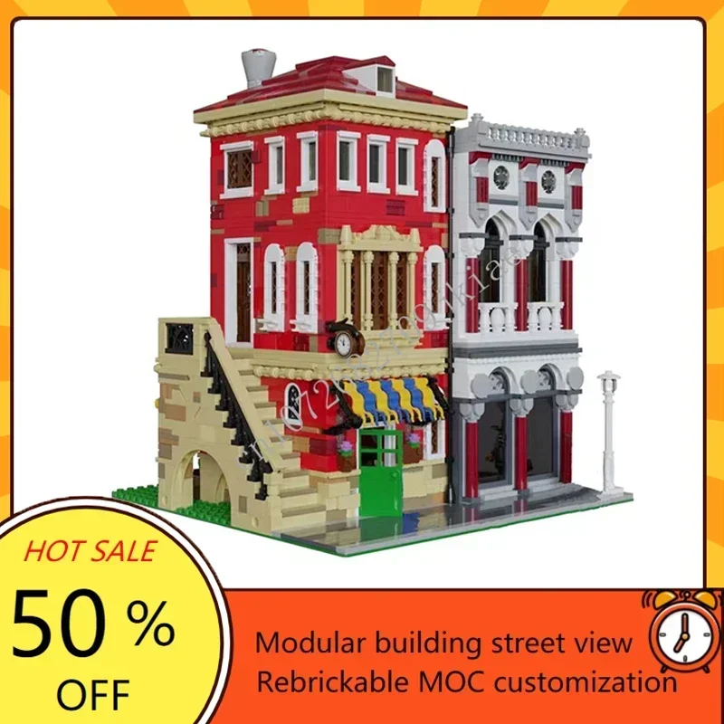 4000+PCS Customized MOC Modular Venice Watch & Glass Shop street view Model Building Blocks Bricks adultren toys Christmas gifts