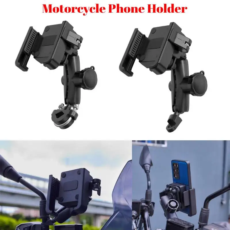 Motorcycle Mobile Stand Bicycle Handlebar 360° Rotating Cell Phone Holder Rearview Mirror Mount GPS E-Bike Aluminum Phone Holder