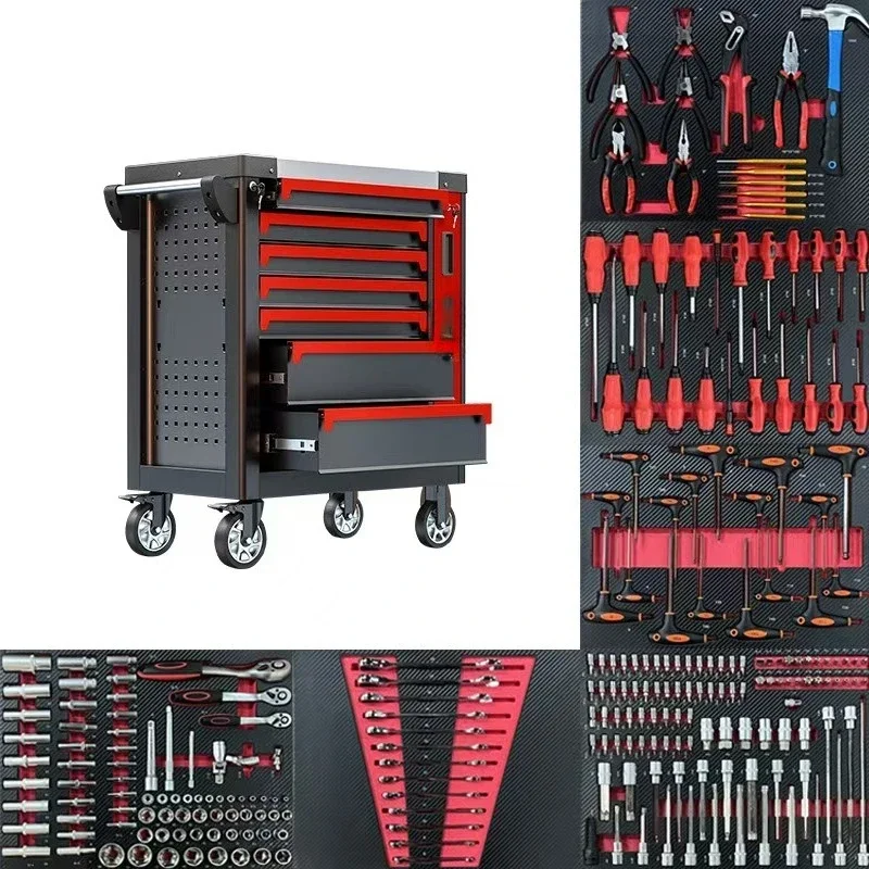 

Tool Cart Heavy Duty Mobile Cabinet Portable Thickened Drawer Tool Cart with Pulley