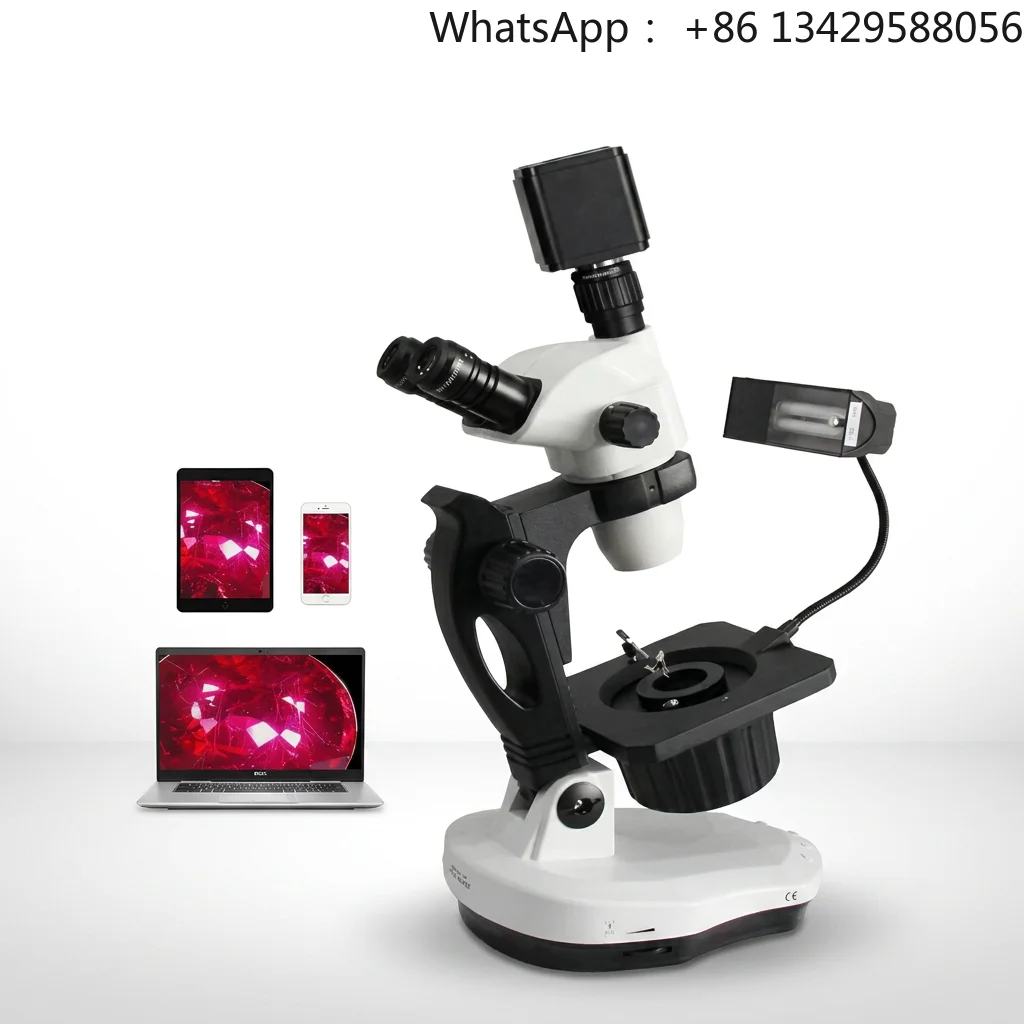 4K UHD Gem Testing Gemology Darkfield USB Camera Trinocular Ellipse Base 360 Rotatable Gemology Microscope Jewelry Microscope