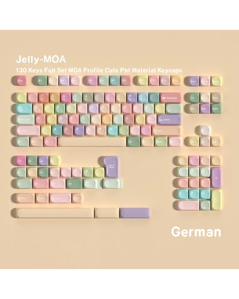 MOA Jelly PBT Sublimation Keycap Korean German French Spanish Brazilian Russian Phonetic Split Space