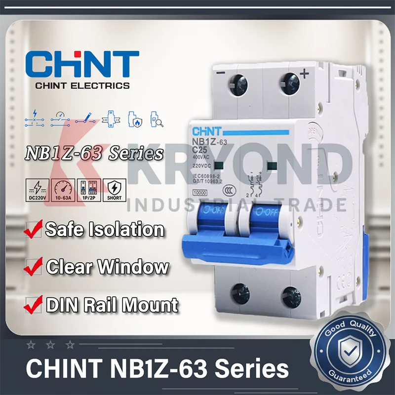 CHINT NB1Z-63 MCB Miniature Circuit Breaker AC DC220V C Curve 1P 2P DIN Rail Power Panel Short Circuit Overload 18mm 36mm 1A-63A