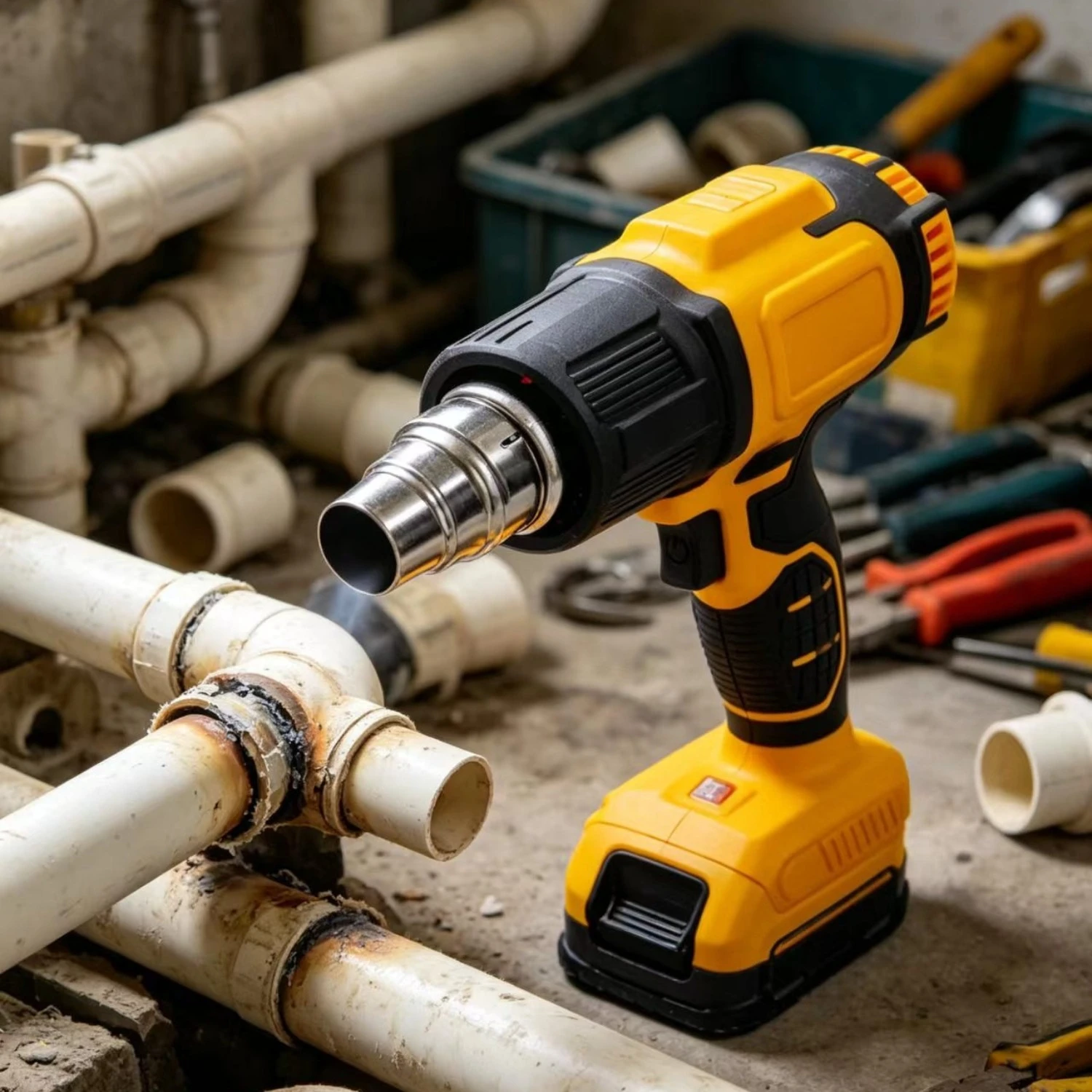 

360W 400℃ Portable Heat Gun with 4 Nozzles for DeWalt/Milwaukee /Bosch/Makita 18V Battery for DIY Heat Shrink Tubing Crafts