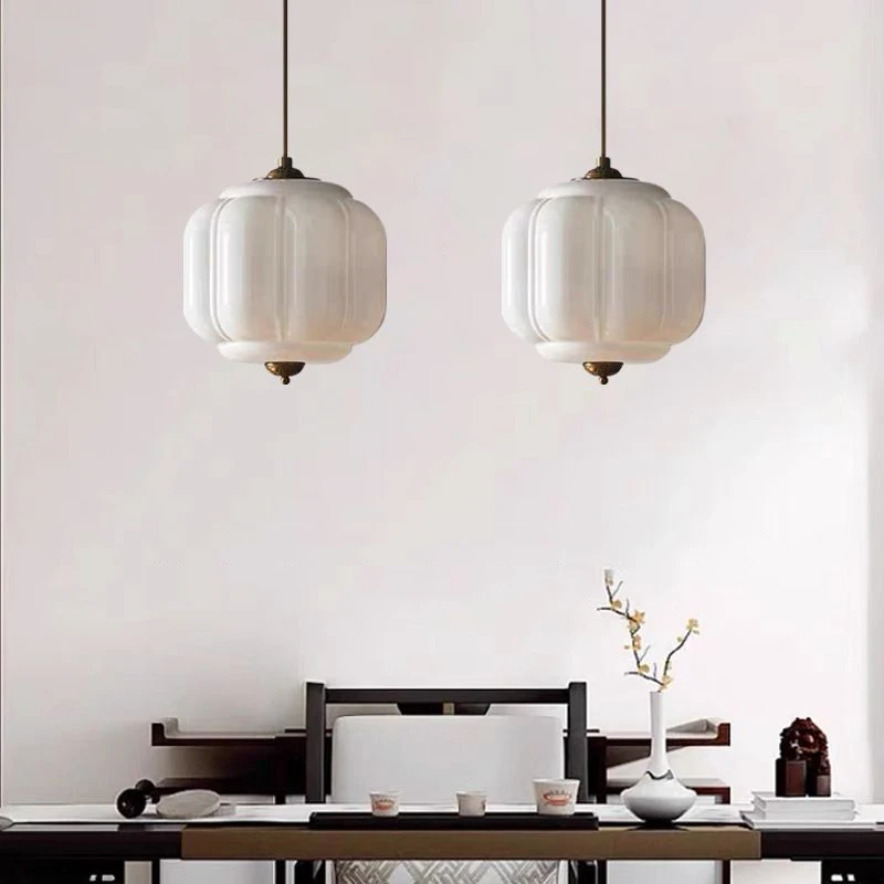 Murano Vintage Bedroom Bedside Pendant Lamps Green Pink Purple Milky White Glass Hanging Light for Living Room Dining Table Deco
