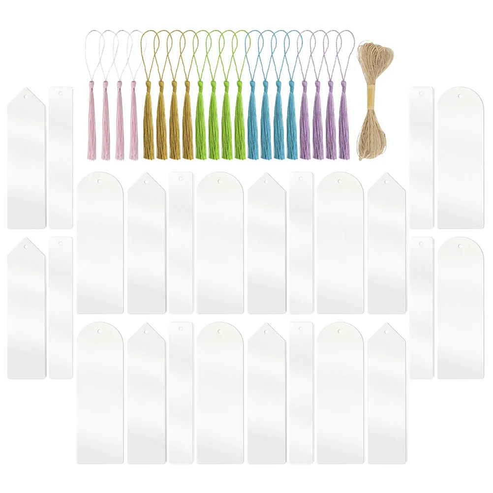 Bladwijzer met kwastje Helder acryl bladwijzers voor het maken van doe-het-zelf studentenbenodigdheden Boekenliefhebbers Lichtgewicht rechthoekige kwastjes