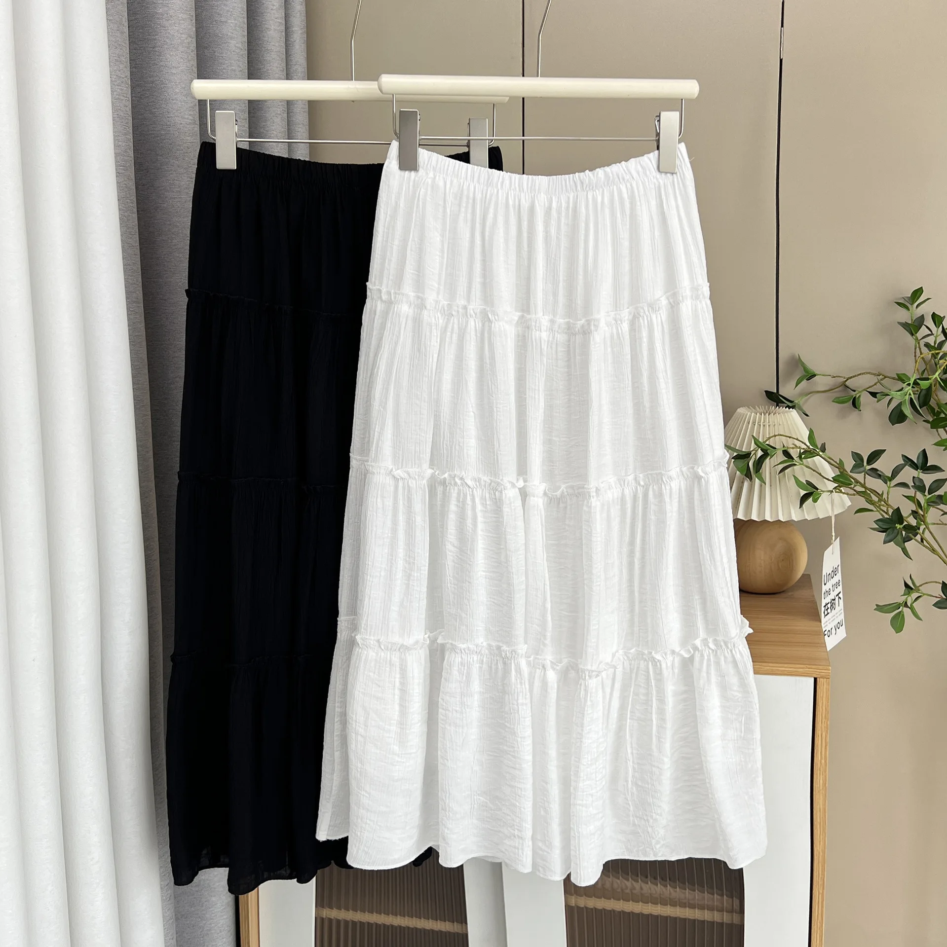 

New Plus Size Long Skirts Summer 100KG Sweet And Elegant high-waist Casual Cake Skirt For Women 1364