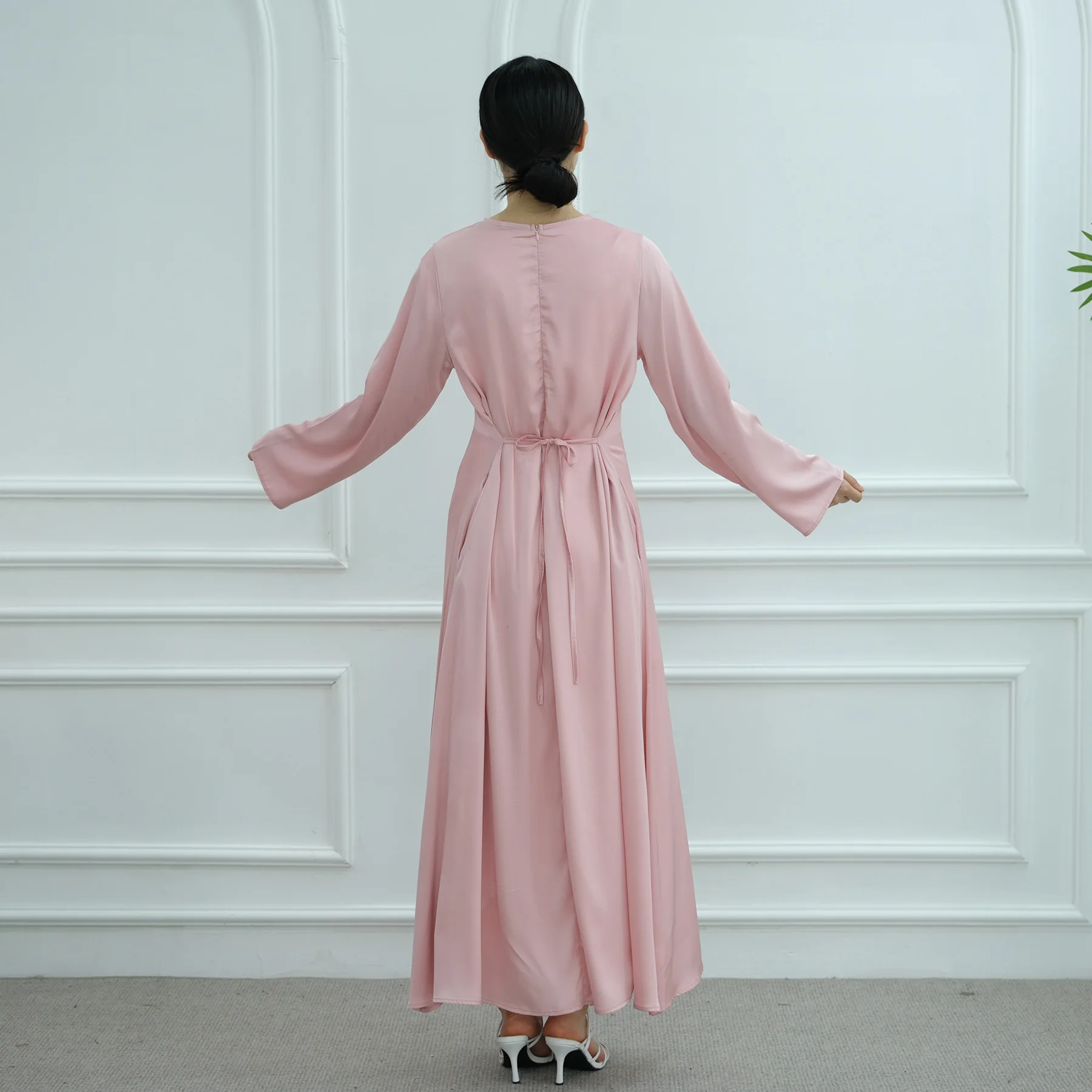 

Eid Mubarak Plain Abaya With Belt Muslim Maxi Dresses Women Modest Simple Dress Eid Ramadan Islamic Clothing Musulman Djellaba