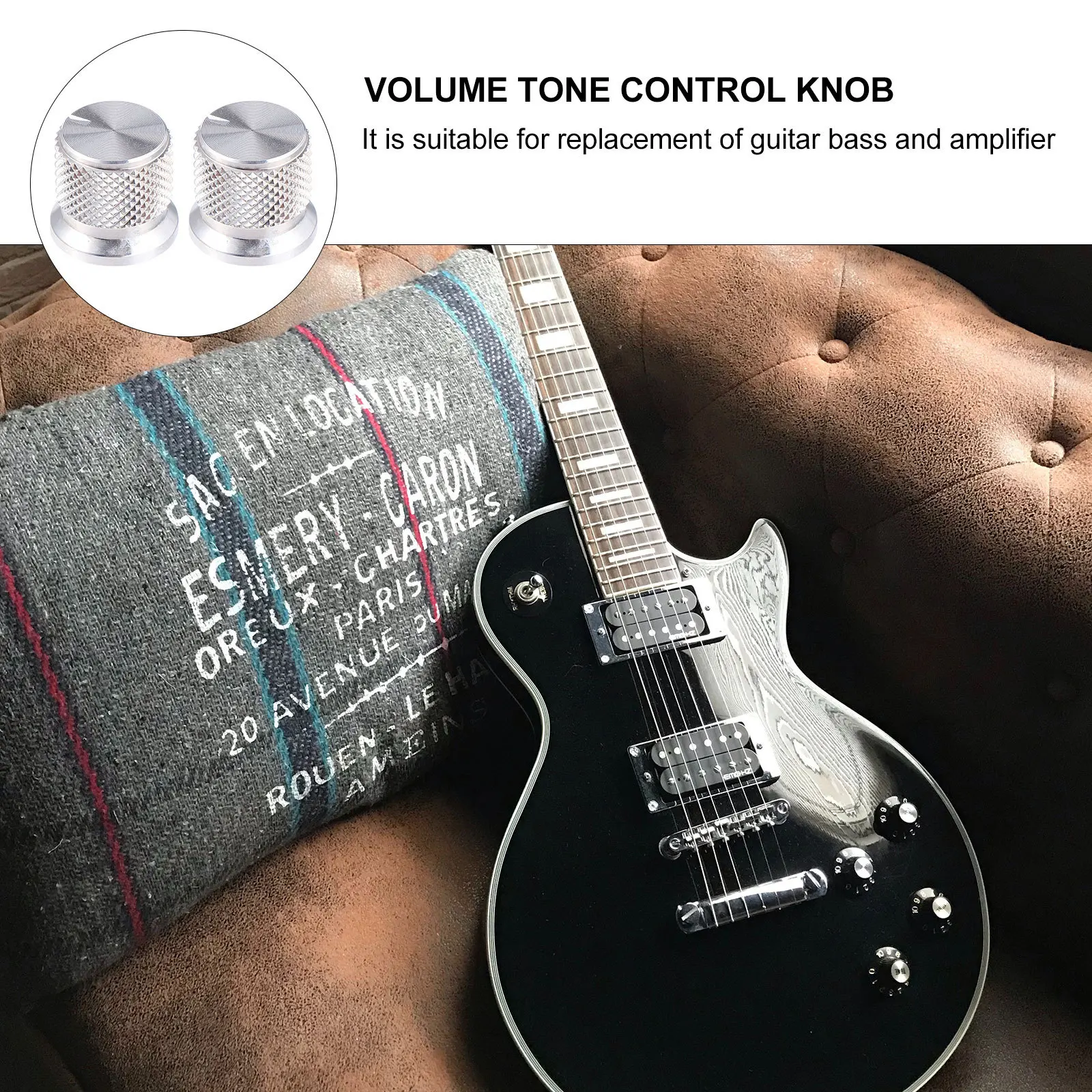 

2 Pieces Flat Top Knurled Rotary Control Knobs Anti Slip Volume Tone for Electric Guitar Bass Effect Speaker Amplifier