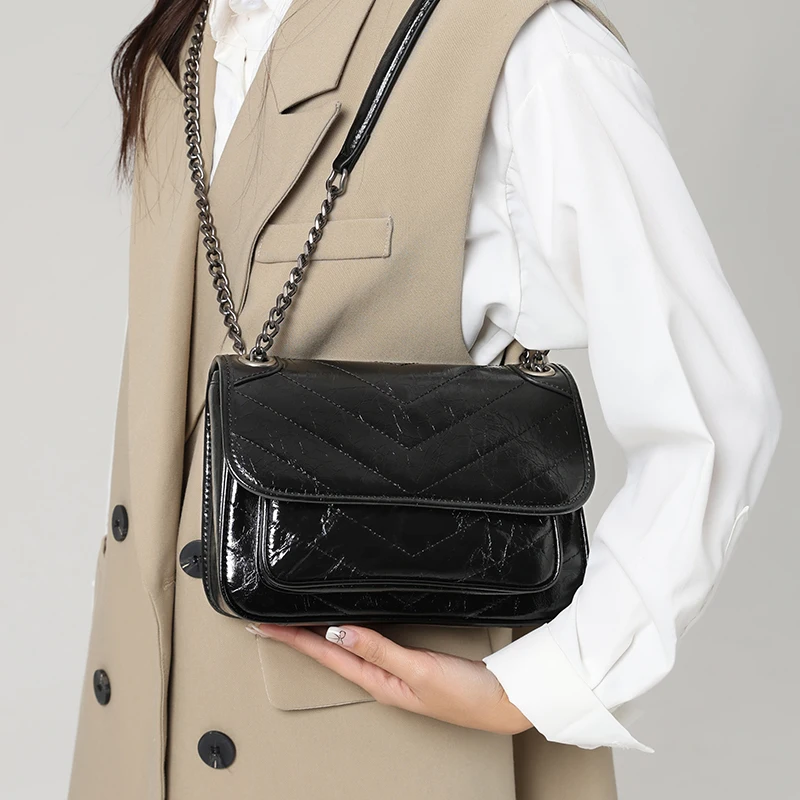 

Women's Natural Cow Leather Classic Crossbody Bag Female Retro Cowhide Vintage Shoulder Bags Ladies Fashion Designer Luxury Bags
