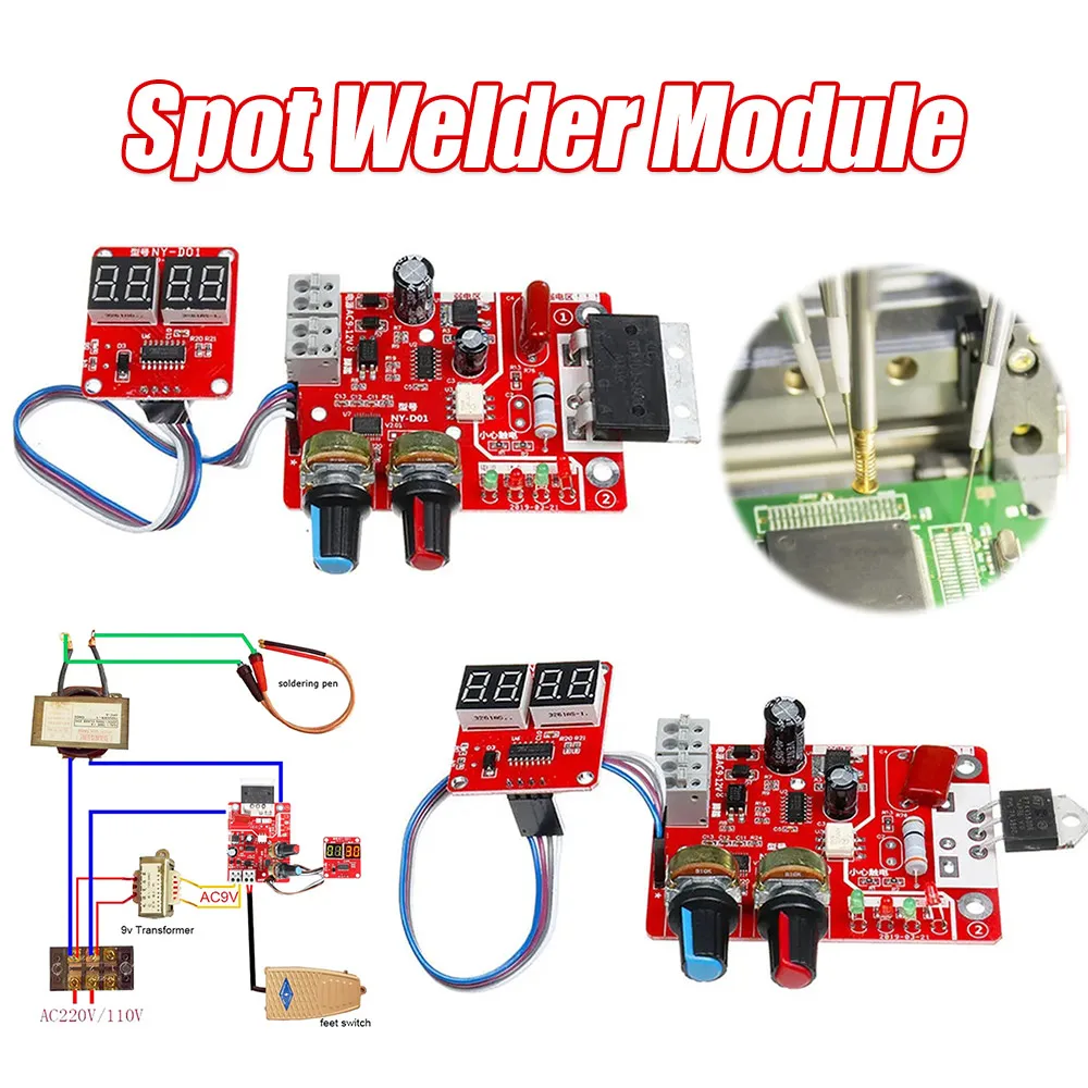 

40A/100A Welder Transformer Controller Board Adjustable Time Current Digital Display DIY PCB Controller for Battery Accessories