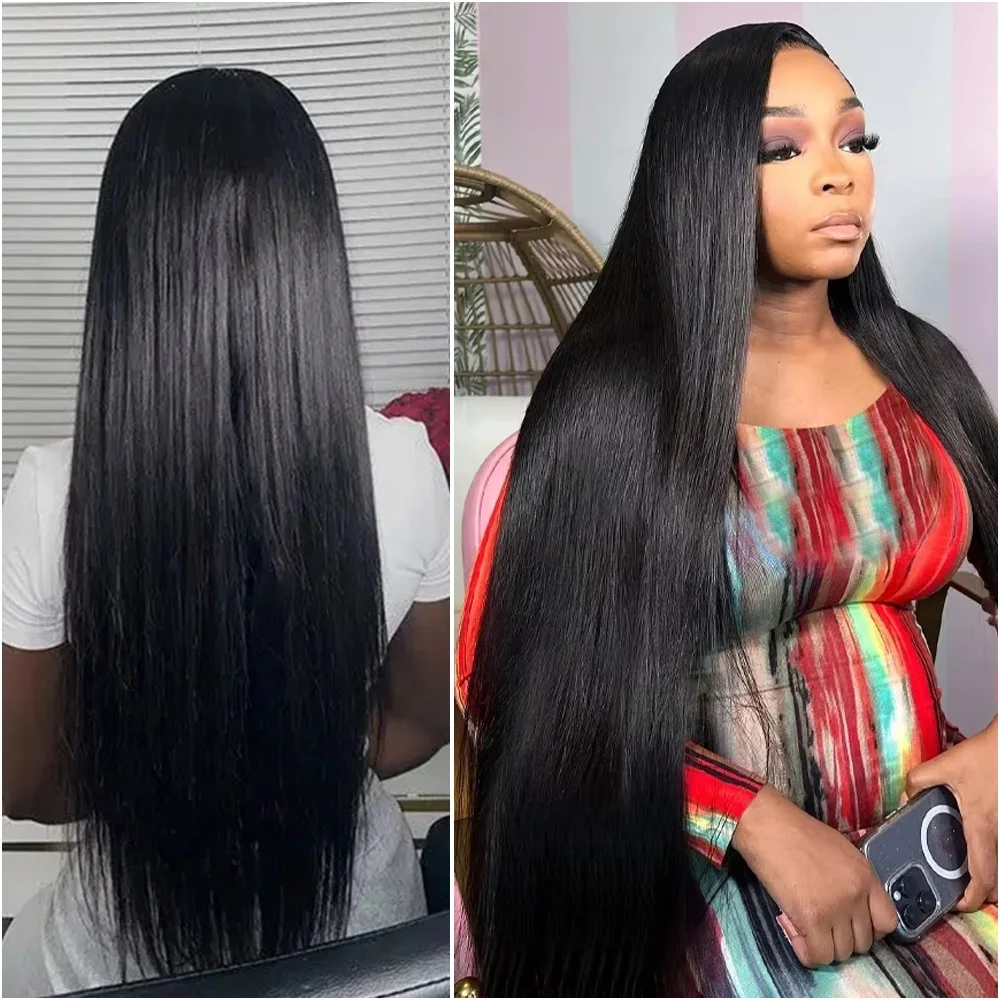 

200% Density 38 Inch Bone Straight 13x4 Lace Front Wigs Pre Plucked Brazilian 13x6 HD Lace Frontal 100% Human Hair Wig For Women