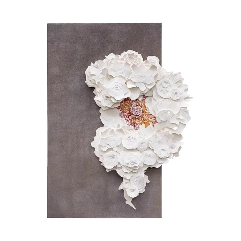 5d three-dimensional fabric light luxury decorative painting designer model room hotel background hanging painting high-end