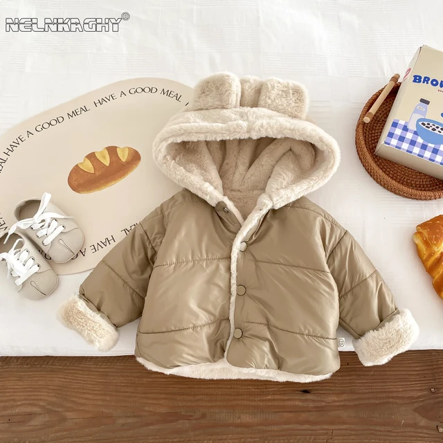 Cute Children s Winter Jacket Fur Lining 0 5 Years Old Girls Boys Hoodies Coats Korean Style Kids Baby Thick Warm Outwear AliExpress