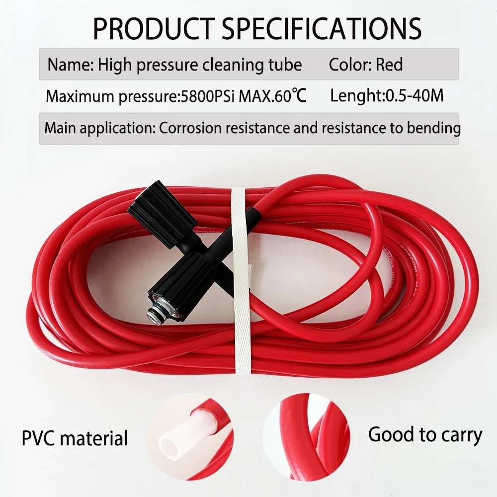 0.5-50M High Pressure Washer Pipe With M22-14/15 Connector Water Cleaning Extension Hose for some of Sterwins/Daewooand