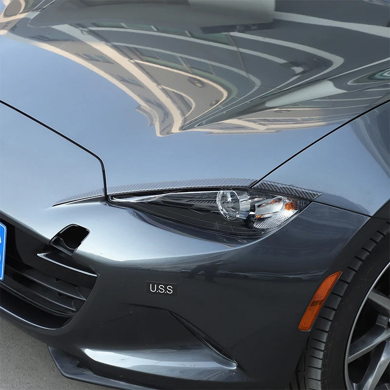 For Mazda MX-5 Miata ND 2016-2025 Real Soft Carbon Fiber Headlight Eyebrow Decorative Strip Eyebrow Decorative Sticker