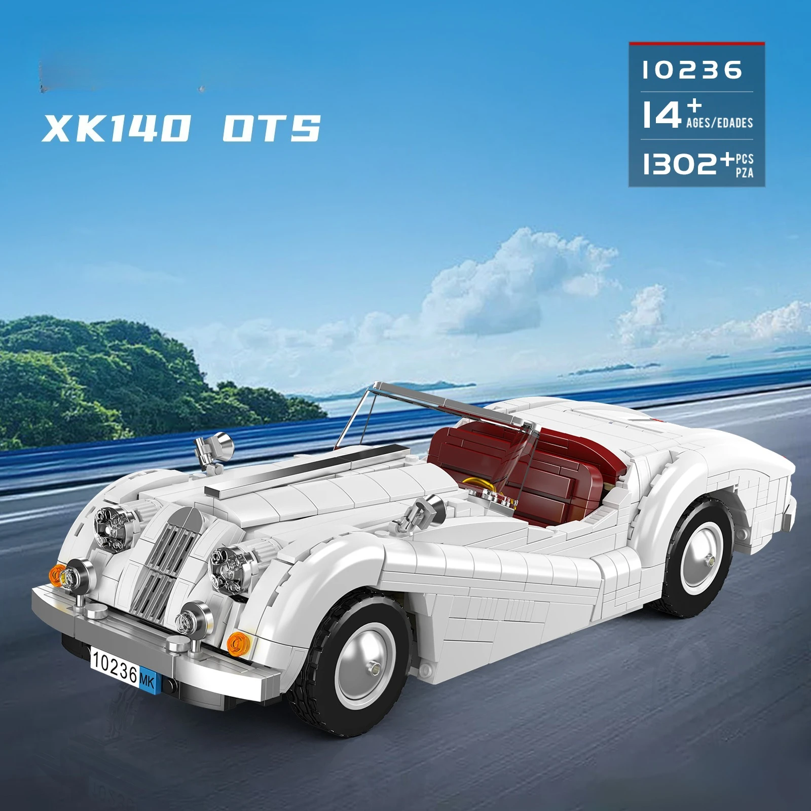 Clássico conversível modelo de carro esportivo bloco de construção meninos montagem veículo conversível colecionável diy moc pequenas tijolos brinquedo presentes