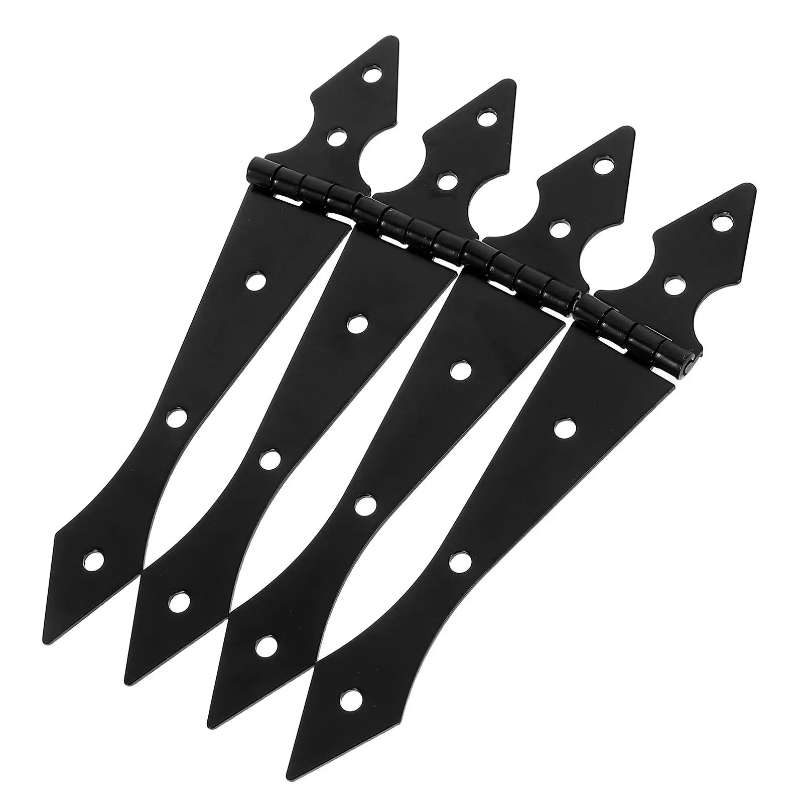 4pcs Barn Hinges Vintage Door Hinges Heavy Duty Black Decorative Metal Vintage Style Wrought Iron Strap Hinge Shed Gate Hardware
