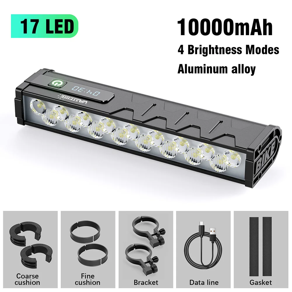 دراجة ضوء الجبهة مع الضوء الخلفي 25500 التجويف الدراجة الخفيفة 10000mAh مصباح يدوي USB شحن الجبلية الطريق الدراجات ملحقات المصابيح