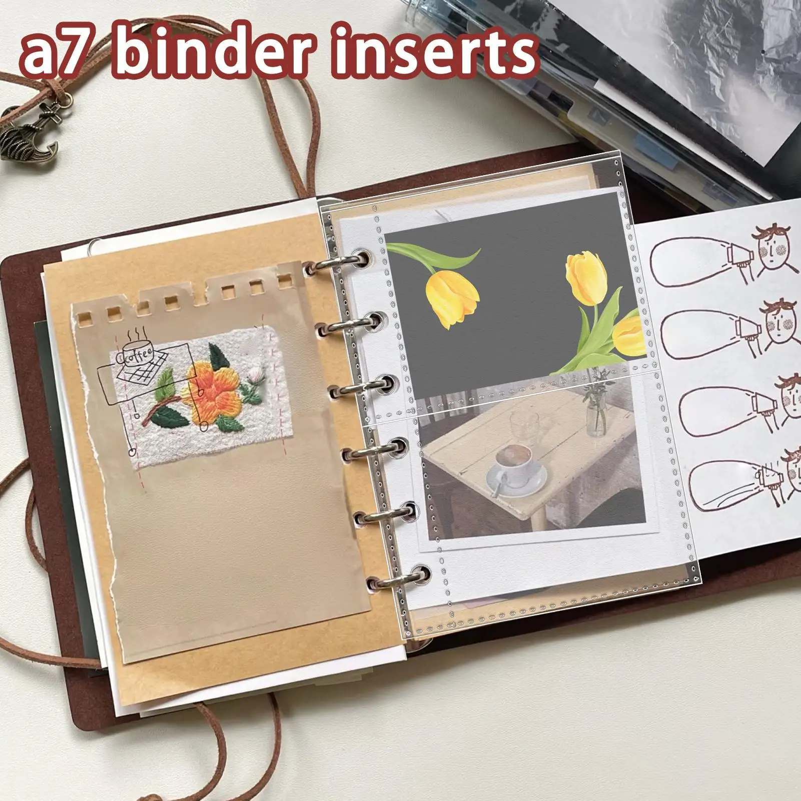 10pcs A7 6 Ring Binder Replacement Card Pages Card Protector Sleeves Flexible Transparent Frosted Pages Flexible Personalization