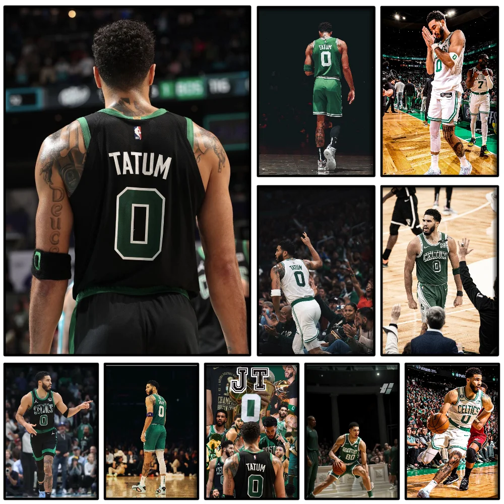 1PC Basketball Player J-Jayson Tatum Poster Self-adhesive Art Waterproof Paper Sticker Coffee House Bar Room Wall Decor