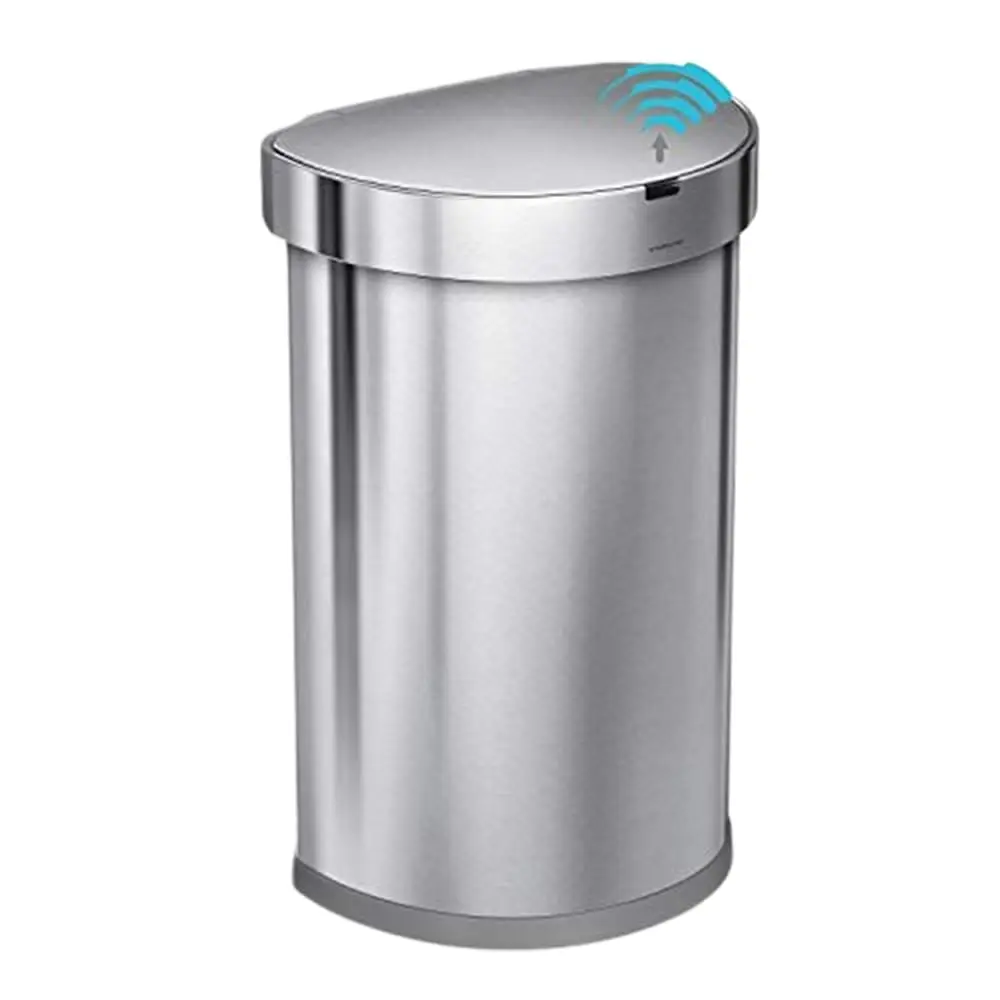 45 Liter / 12 Gallon Semi-Round Automatic Sensor Trash Can, Brushed Stainless Steel