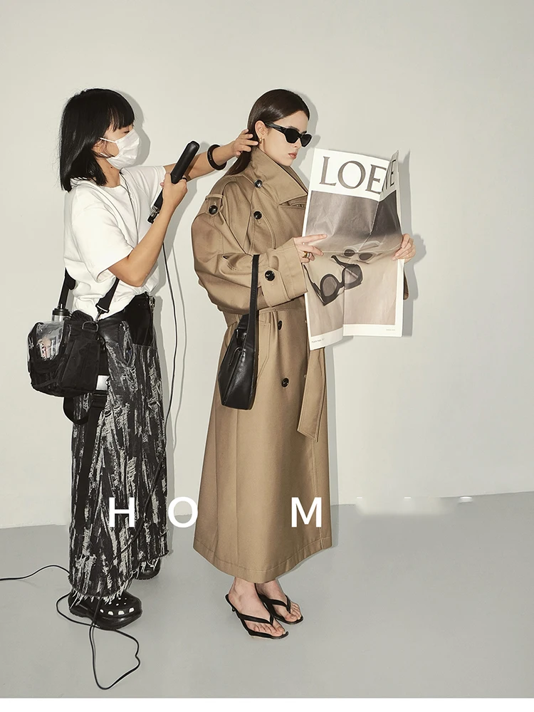 Lautaro Spring Autumn Oversized Khaki Long Grey Trench Coat for Women Double Breasted Loose Casual Korean Fashion Overcoat 2024 18 S8e2d8fa31a6b49639308f9bed9b7c632s