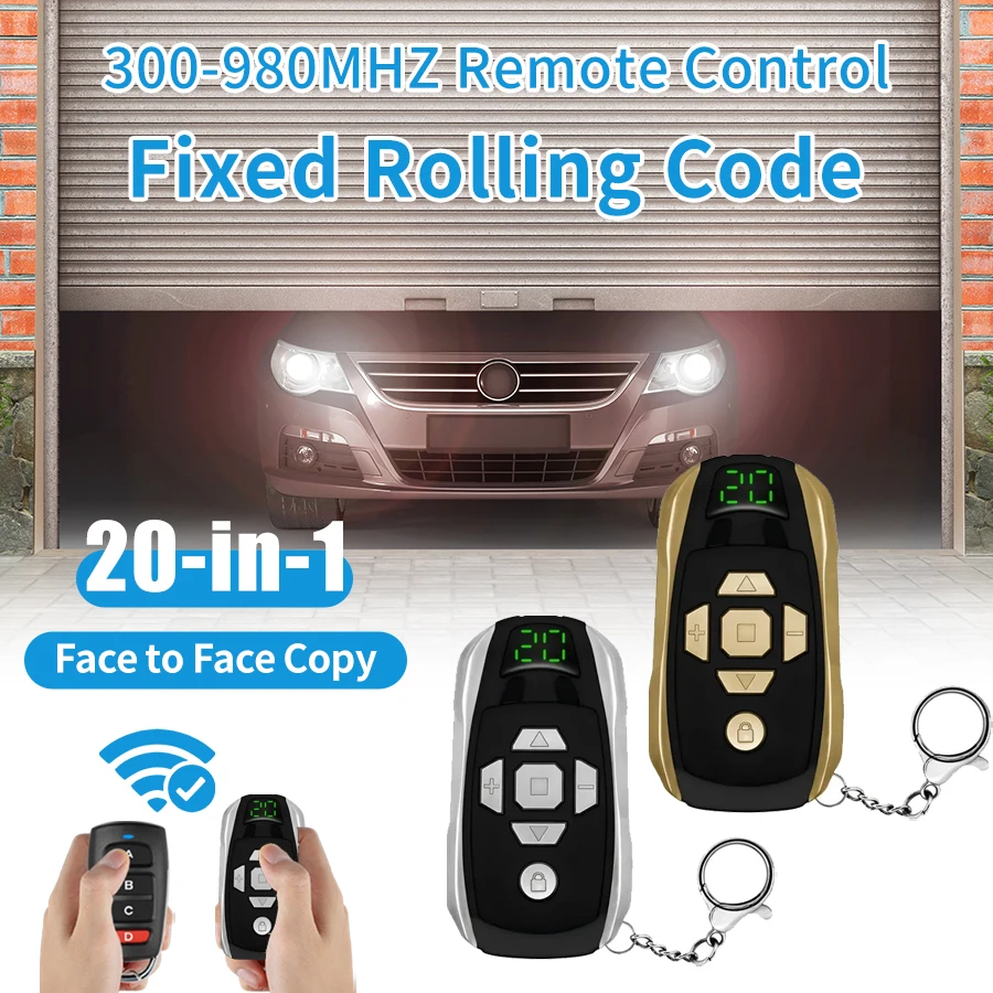 300-980MHZ Multi-Frequency 1-20 Garage Door Remote Control Duplicator Code Grabber Clone Gate Key Fob Command Hand Transmitter