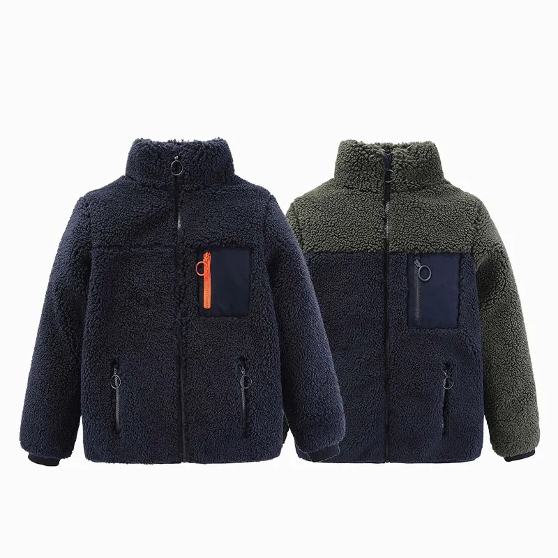 

Осенне-зимняя детская флисовая куртка для мальчиков, ветрозащитное теплое пальто с воротником-стойкой на молнии, детская верхняя одежда для детей 110-160 см