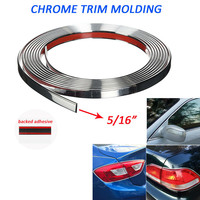 2M Exterior Car Chrome Body Strip Bumper Auto Door Protective Moulding Styling Protector Strip Universal Edge Moulding Trim