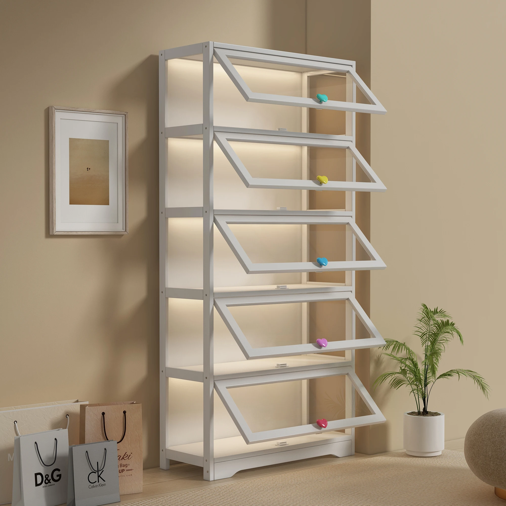 

Transparent acrylic figure cabinet with lamp Lego storage display cabinet Living room blind box ornament model cabinet