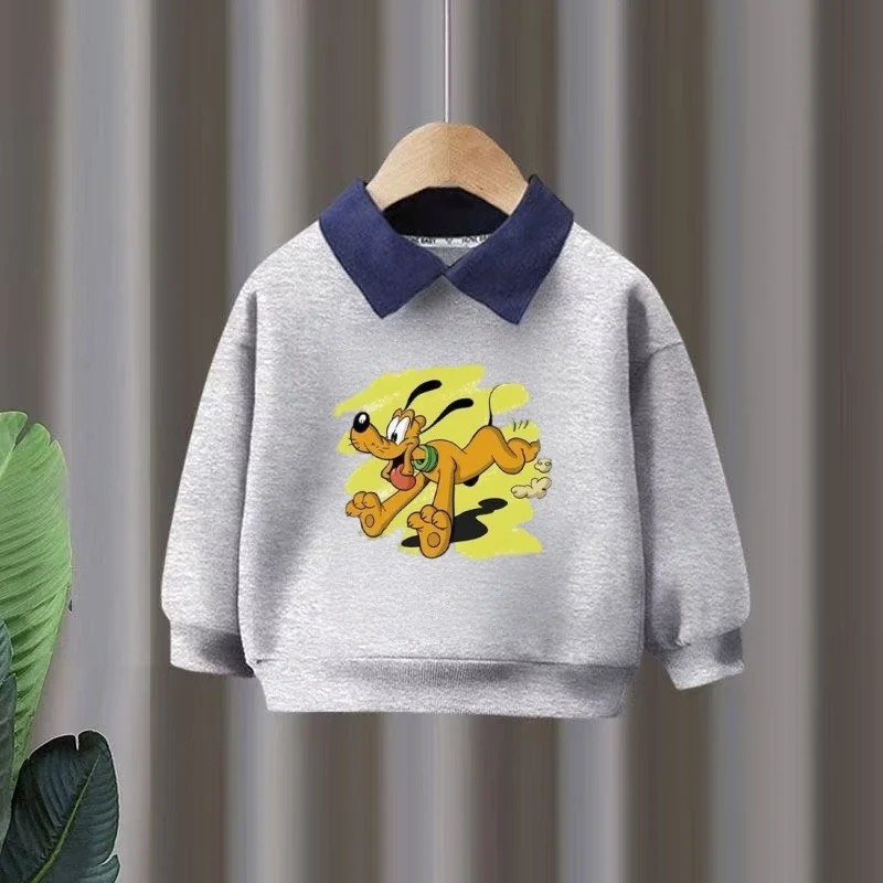 

Autumn Baby Girls Cotton Cloth Kid Boy Disney Mickey Printed Long Sleeve Sweatshirt Children Cartoon Polo Soft Breathable Top