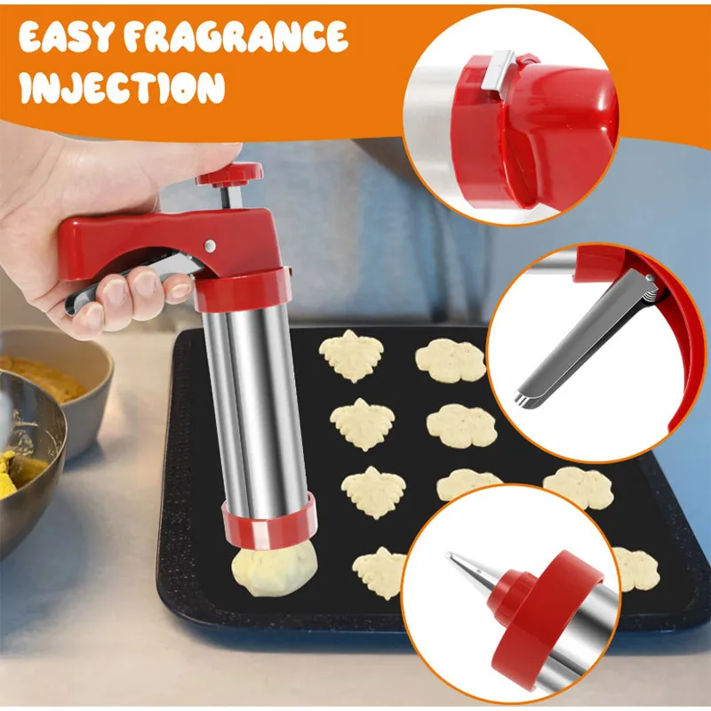 New Stainless Steel Cookie Gun Churros Maker and Filler Set Baking Tool Set Mold Making Cream Biscuit Pastry Nozzle Kitchen Tool