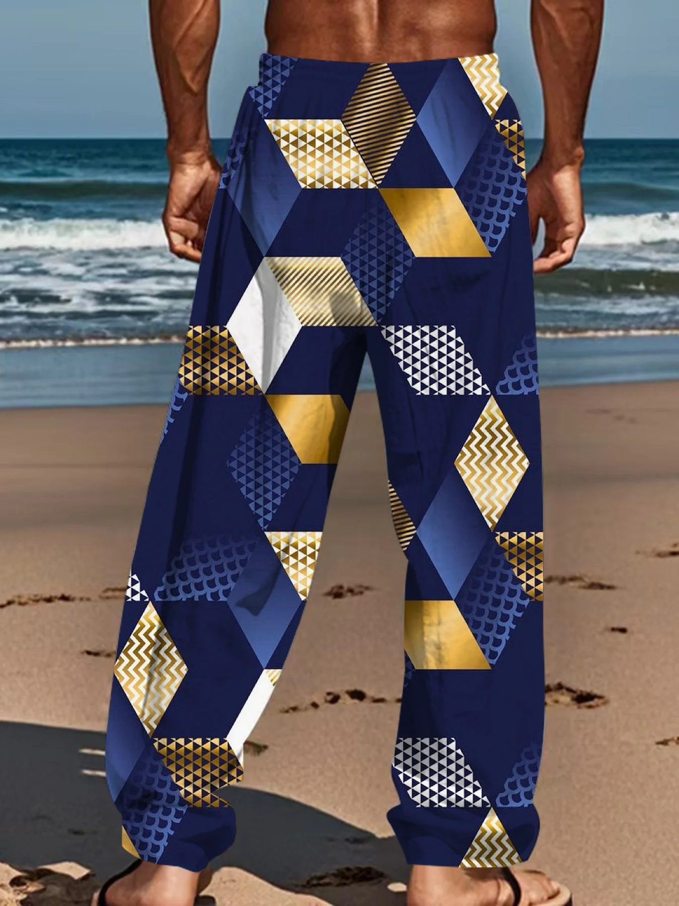 Neuheiten 3D-Optik-Kunstdruck Unisex Gerade Geschnittene Hose Lässige Weite Hose für Streetwear, Strandurlaub und Tägliche Ausflüge – Detail 7